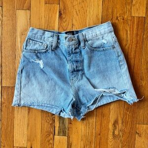 Denim Blue Distressed Women Shorts